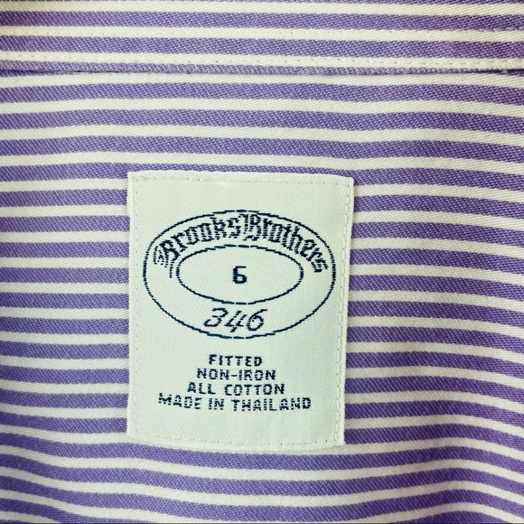 Brooks Brothers Women Button Up Shirt Lilac Stripe Double Collar Size US 6 - Picture 5 of 9